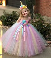 Unicorn Fru Fru - Girls Pastel Unicorn Flower Tutu Dress - Unicorn Party Dress.